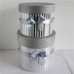 Fancy Round Wrap Box con tapa decorativa Glitter para Navidad, cumpleaños y boda
