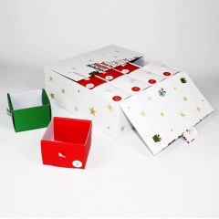 Preciosa caja de regalo de calendario de Adviento con 12 cajones para el día de Navidad