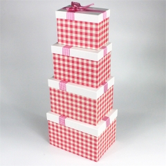 Caja de embalaje rosada preciosa de la tela escocesa de tartán con la tapa y la cinta para el regalo