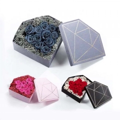 Caja de papel con forma de diamante especial para empacar flores