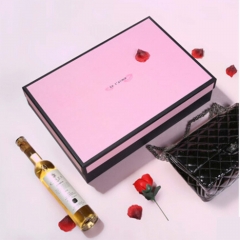 Rectángulo rosado caja de regalo de papel de logotipo personalizado para la camisa de embalaje