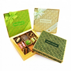 Caja de regalo de papel de logotipo elegante personalizada para envasado de chocolate con pajarita