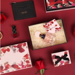 Caja de regalo de impresión personalizada de lujo rosa para el día de san valentín