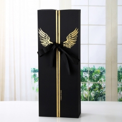 Caja de regalo de papel de la flor de dos puertas de lujo con cinta