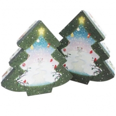 Cajas de Navidad con forma de árbol de cartón para niños con logotipo