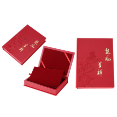 Forma de libro Collar caja de regalo con logo estampado en caliente con bandeja de terciopelo