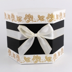 logotipo personalizado hermoso hexágono preservado flor papel cartón caja de sombrero