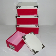 caja de papel de almacenamiento de cartón rectangular hecha a mano con mango de metal