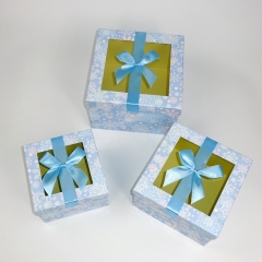caja de embalaje de papel cuadrada con logotipo personalizado con ventana de pvc y cinta